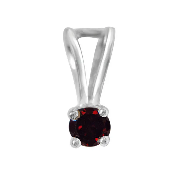 Once in My Life Red Garnet & Sterling Silver Pendant with 18 IN Chain (SDP383)