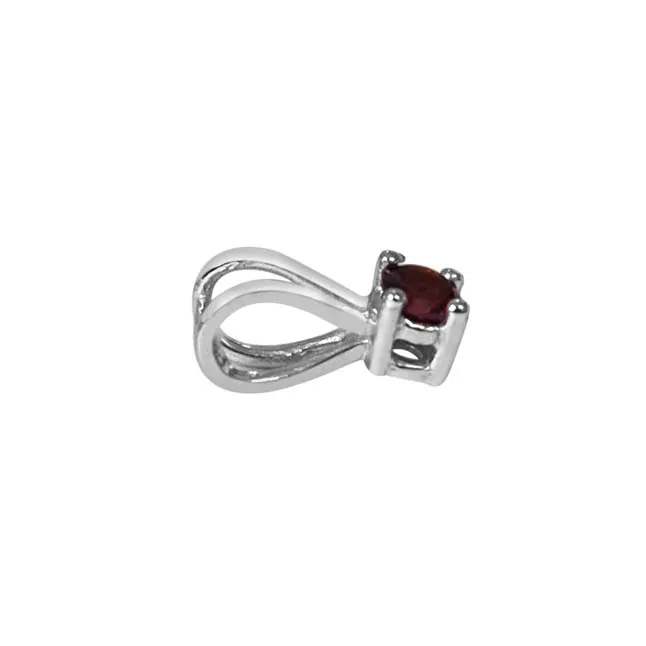 Once in My Life Red Garnet & Sterling Silver Pendant with 18 IN Chain (SDP383)