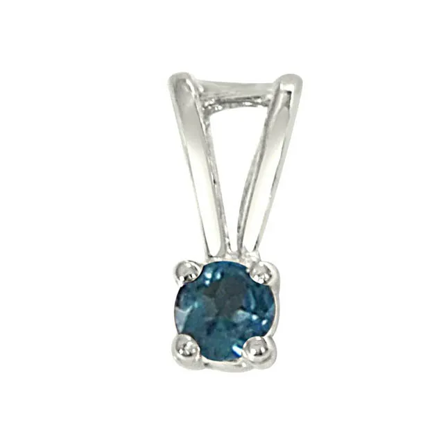 Beyond the Sea Blue Topaz & Sterling Silver Pendant with 18 IN Chain (SDP384)