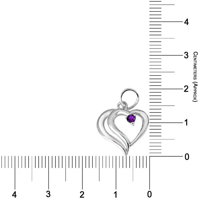 In PAIR-adise Heart Shaped Purple Amethyst & 925 Sterling Silver Pendant with 18 IN Chain (SDP386)