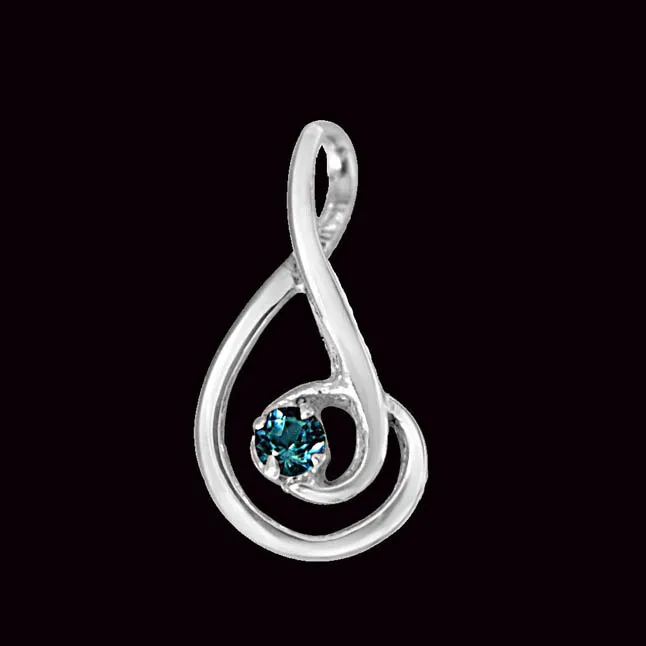 Forever Young Elegantly Designed Blue Topaz & 925 Sterling Silver Pendant with 18 IN Chain (SDP388)