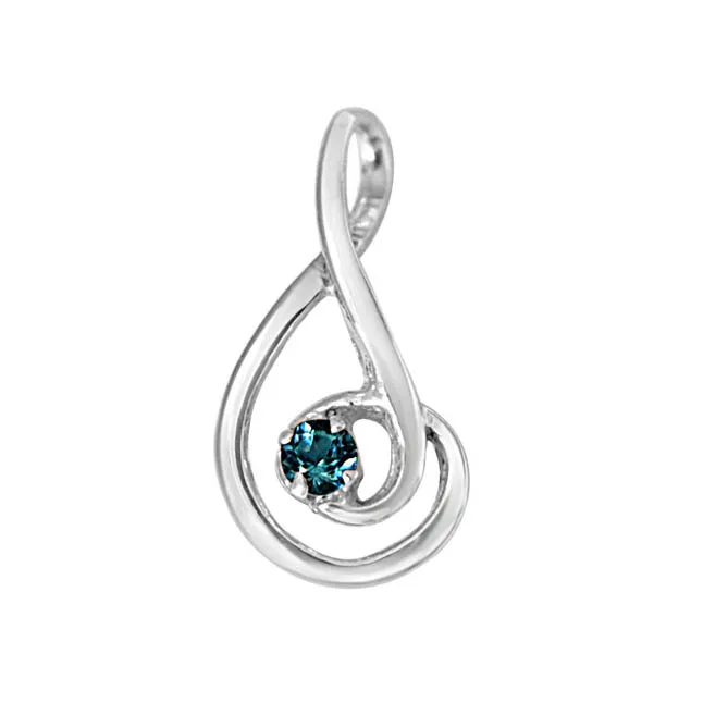 Forever Young Elegantly Designed Blue Topaz & 925 Sterling Silver Pendant with 18 IN Chain (SDP388)