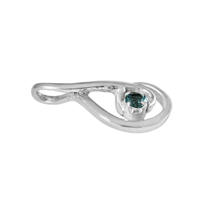 Forever Young Elegantly Designed Blue Topaz & 925 Sterling Silver Pendant with 18 IN Chain (SDP388)