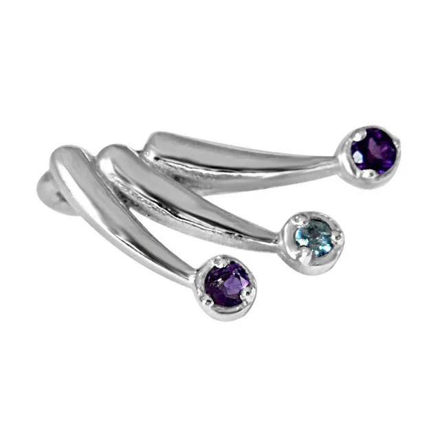 Magic of Markers Purple Amethyst, Blue Topaz & 925 Sterling Silver Pendant with 18 IN Chain (SDP390)