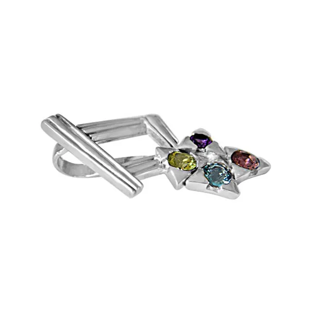 Dancing Feet Amethyst, Topaz, Peridot, Rhodolite & 925 Sterling Silver Pendant with 18 IN Chain (SDP391)