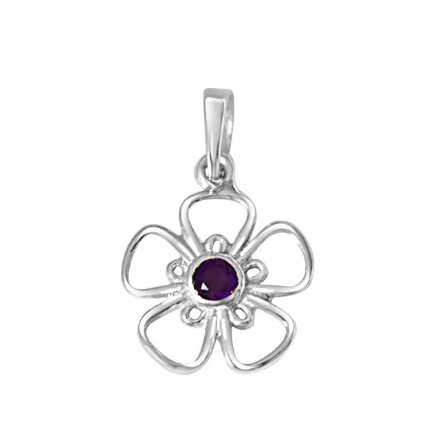 The Flower of Life Purple Amethyst & 925 Sterling Silver Pendant with 18 IN Chain (SDP394)