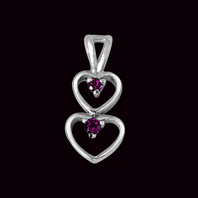 A Double Blessing Pink Rhodolite & 925 Sterling Silver Pendant with 18 IN Chain (SDP396)