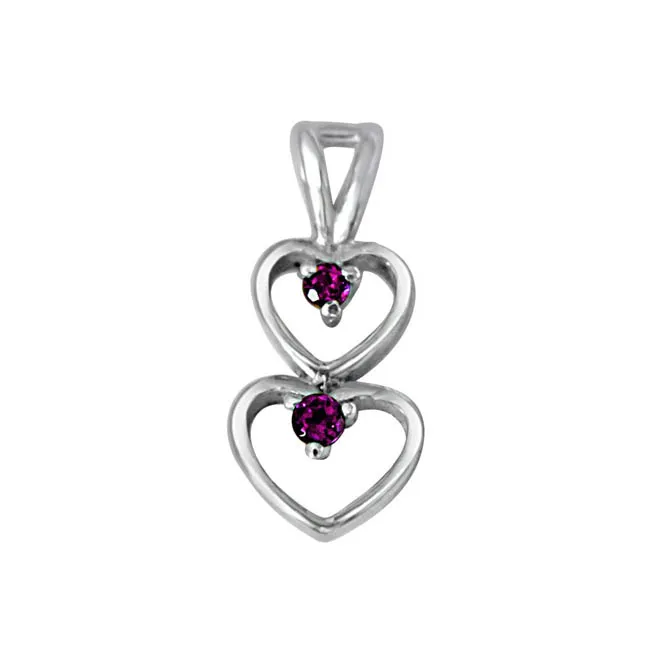 A Double Blessing Pink Rhodolite & 925 Sterling Silver Pendant with 18 IN Chain (SDP396)