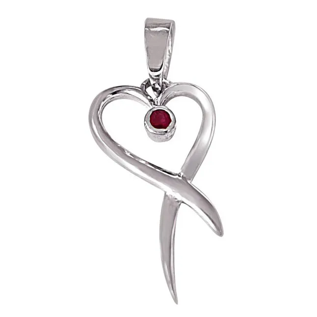 Our Nest is Blessed Red Ruby & 925 Sterling Silver Pendant with 18 IN Chain (SDP398)