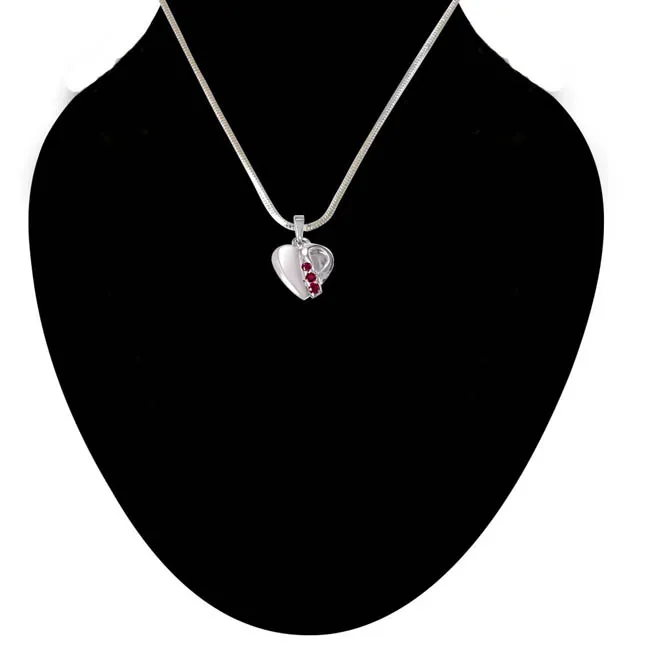 Music of the Heart Pink Rhodolite & 925 Sterling Silver Pendant with 18 IN Chain (SDP399)