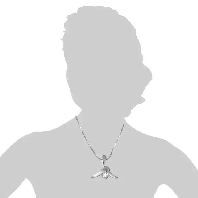 Center of Attraction - Real Diamond & Sterling Silver Pendant with 18 IN Chain (SDP4)