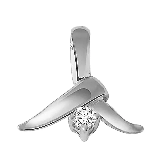 Center of Attraction - Real Diamond & Sterling Silver Pendant with 18 IN Chain (SDP4)