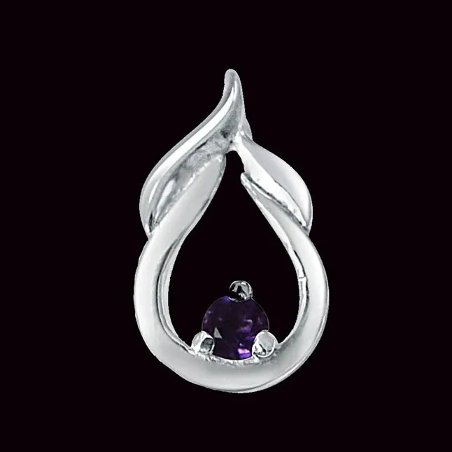 Motel Moments Amethyst & 925 Sterling Silver Pendant with 18 IN Chain (SDP403)