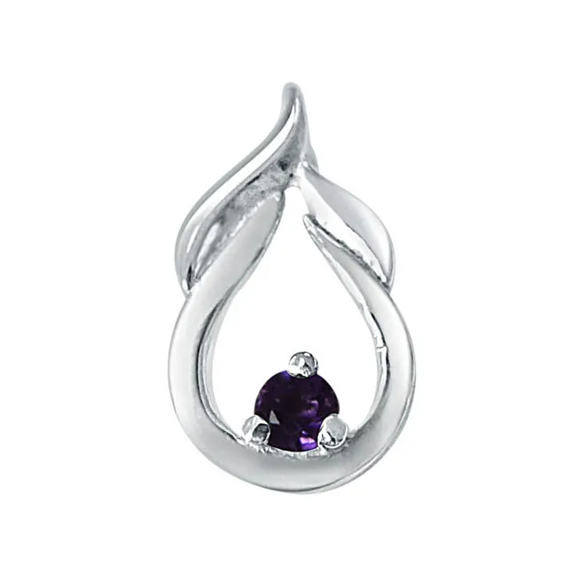 Motel Moments Amethyst & 925 Sterling Silver Pendant with 18 IN Chain (SDP403)