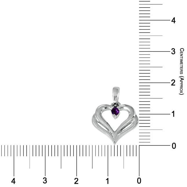Two Heart's Become One Amethyst & 925 Sterling Silver Pendant with 18 IN Chain (SDP404)