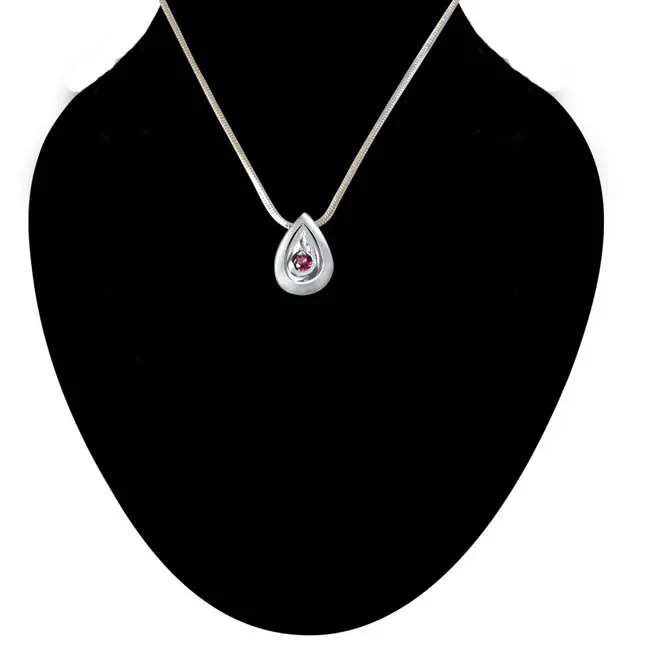 Building of Special Memories Rhodolite & 925 Sterling Silver Pendant with 18 IN Chain (SDP405)