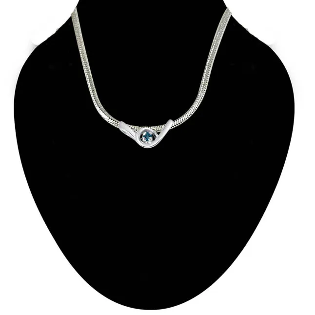 Denim Days Blue Topaz & 925 Sterling Silver Pendant with 18 IN Chain (SDP406)