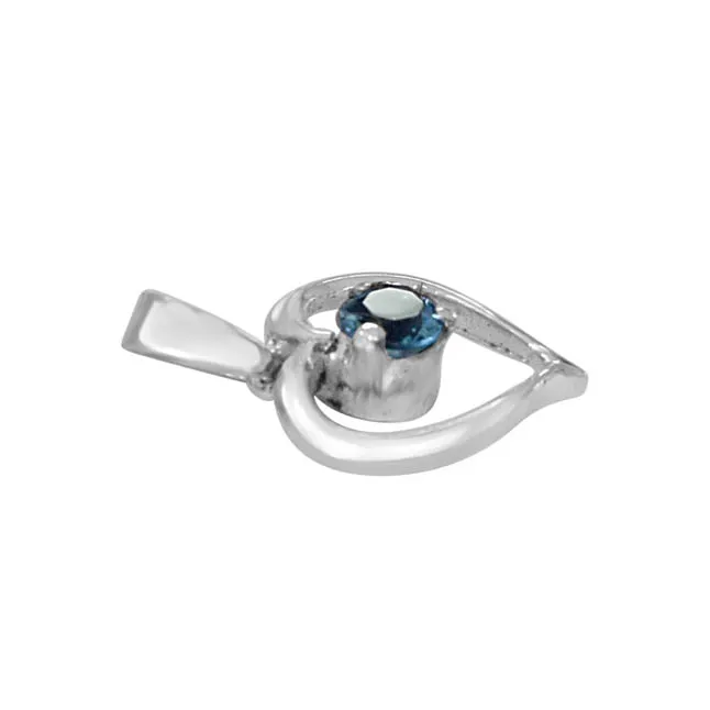 Prince of My Life Heart Shaped Blue Topaz & 925 Sterling Silver Pendant with 18 IN Chain (SDP409)