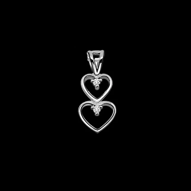 Magical Heart - Real Diamond & Sterling Silver Pendant with 18 IN Chain (SDP41)