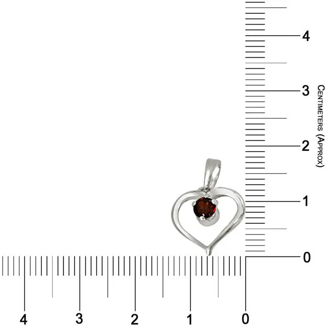 Memories of My Life Heart Shaped Red Garnet & Sterling Silver Pendant with 18 IN Chain (SDP410)