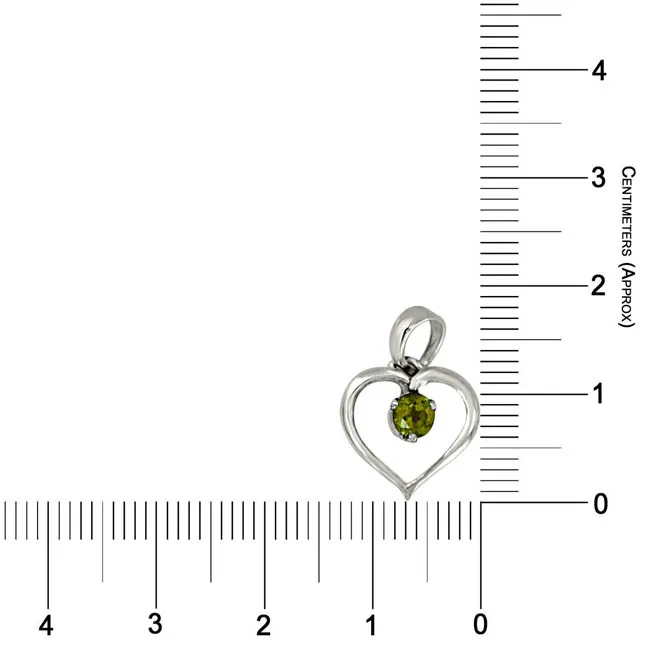 Princess of My World Heart Shaped Green Peridot & 925 Sterling Silver Pendant with 18 IN Chain (SDP411)