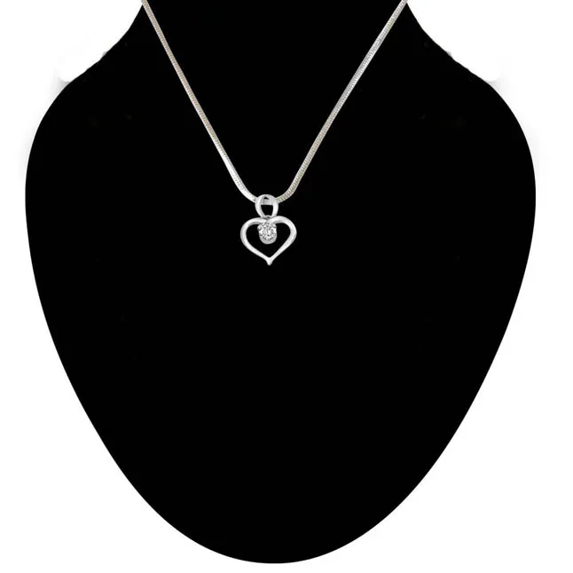 Priceless Treasure Heart Shaped White Topaz & 925 Sterling Silver Pendant with 18 IN Chain (SDP412)