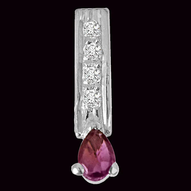 Trendy Pear Shaped Pink Tourmaline, Round White Topaz and 925 Sterling Silver Pendant with 18 IN Chain (SDP421)