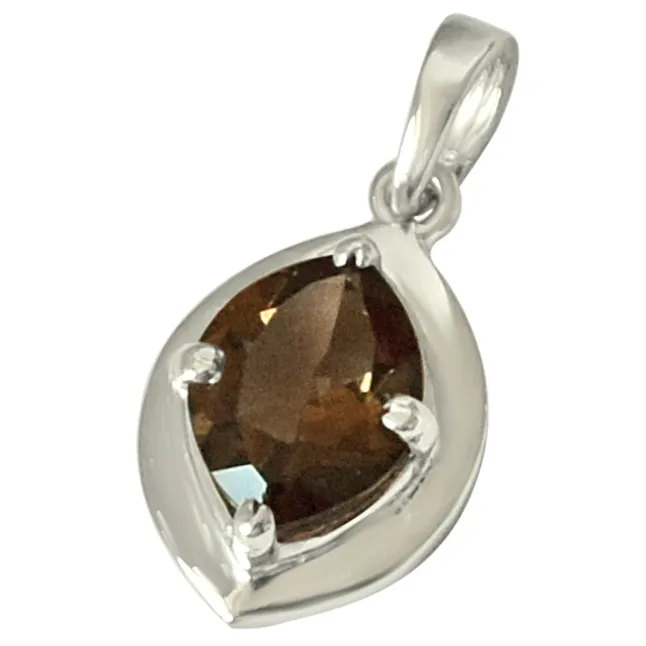 Marquise Shaped 2.15 cts Smoky Topaz 925 Sterling Silver Pendant with 18 IN Chain (SDP428)