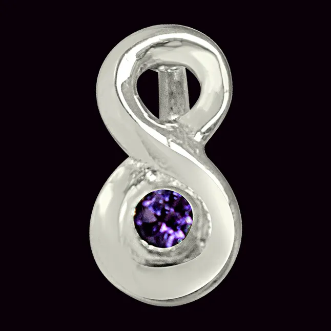 Twirly Purple Amethyst and 925 Sterling Silver Pendant with 18 IN Chain (SDP440)