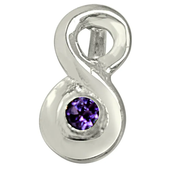 Twirly Purple Amethyst and 925 Sterling Silver Pendant with 18 IN Chain (SDP440)
