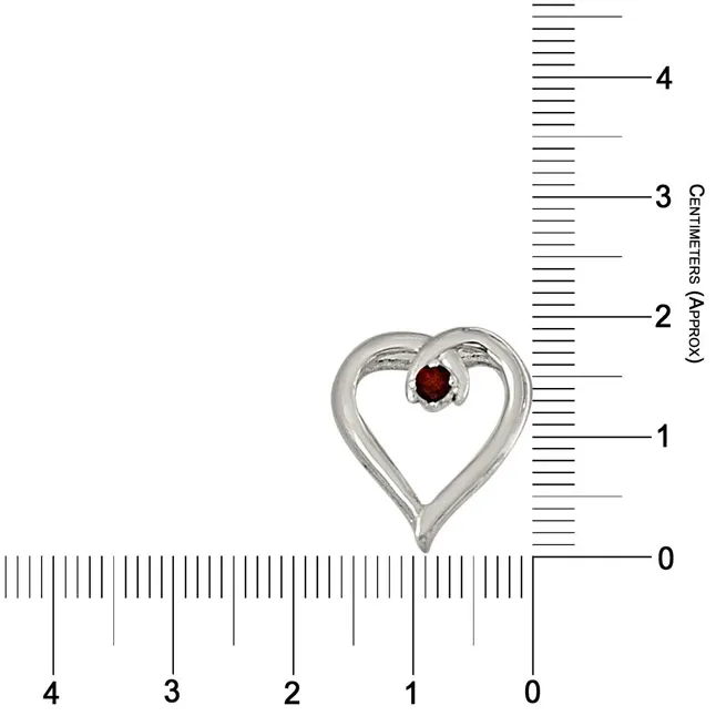 Simple Heart Shaped Red Garnet and 925 Sterling Silver Pendant with 18 IN Chain (SDP447)