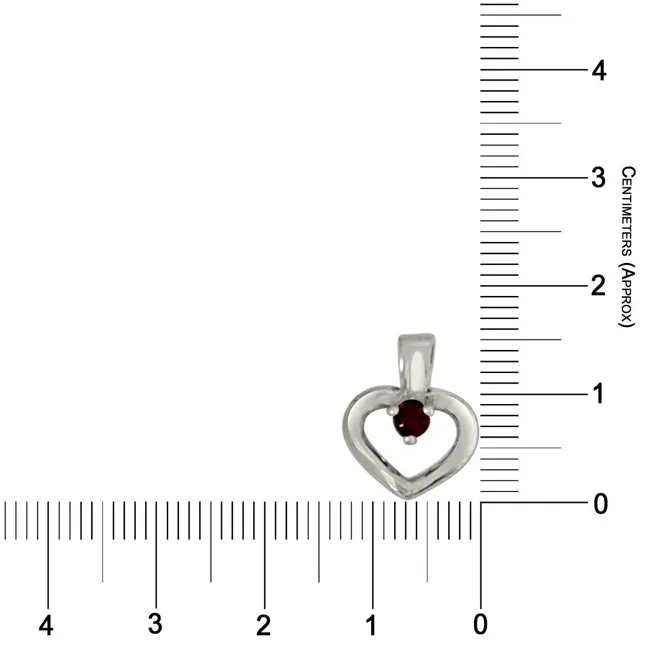 Delicate Heart Shaped Red Garnet and 925 Sterling Silver Pendant with 18 IN Chain (SDP450)
