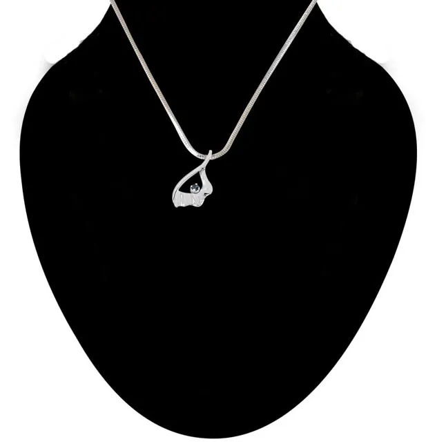 Fancy Blue Topaz & 925 Sterling Silver Pendant with 18 IN Chain (SDP454)