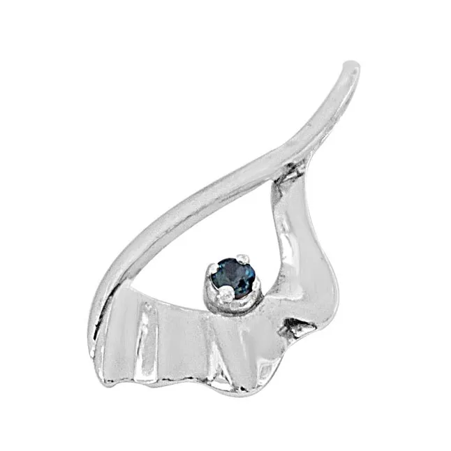 Fancy Blue Topaz & 925 Sterling Silver Pendant with 18 IN Chain (SDP454)