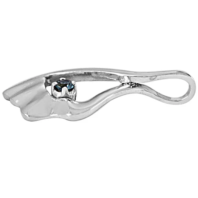Fancy Blue Topaz & 925 Sterling Silver Pendant with 18 IN Chain (SDP454)