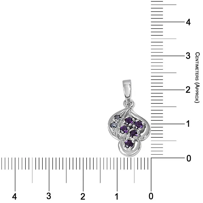 Floral Shaped Purple Amethyst & Blue Topaz and 925 Sterling Silver Pendant with 18 IN Chain (SDP465)