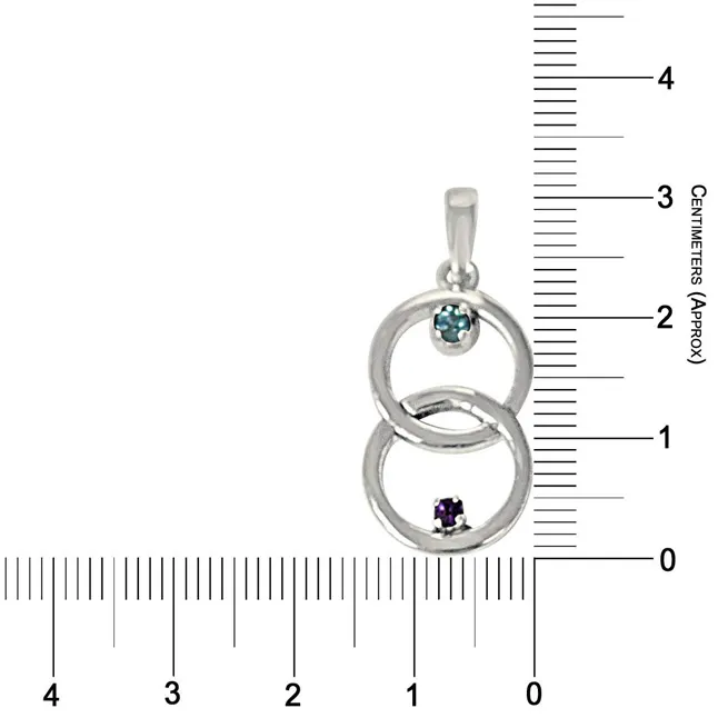 Entwined Circle Purple Amethyst, Blue Topaz & 925 Sterling Silver Pendant with 18 IN Chain (SDP466)