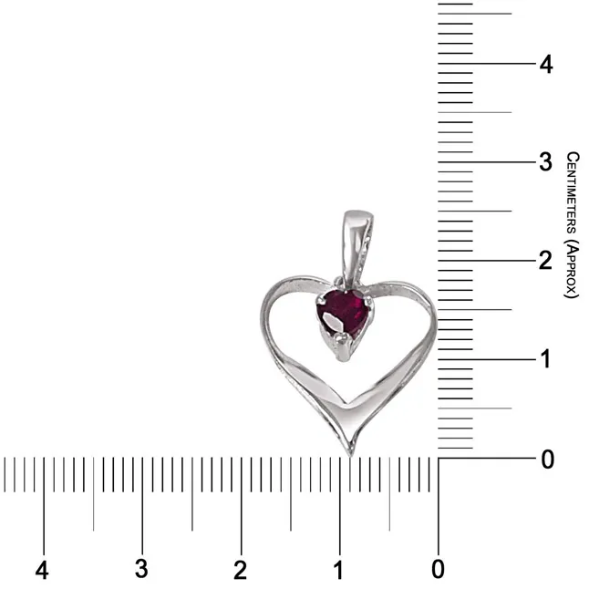 Heart Shaped Bright Red Garnet & 925 Sterling Silver Pendant with 18 IN Chain (SDP467)