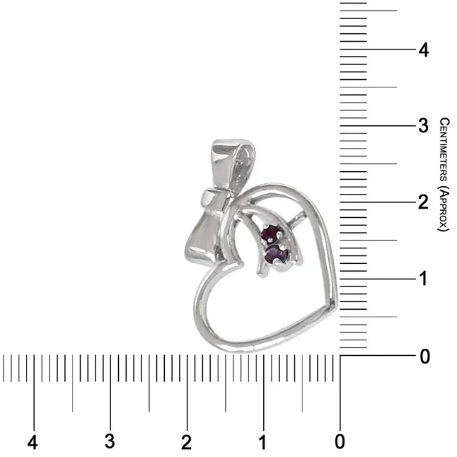 Bow Heart Shaped Amethyst, Rhodolite & 925 Sterling Silver Pendant with 18 IN Chain (SDP470)