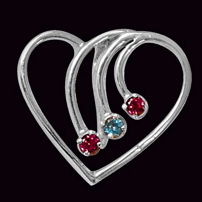 Ways to Her Heart Blue Topaz, Rhodolite & 925 Sterling Silver Pendant with 18 IN Chain (SDP471)