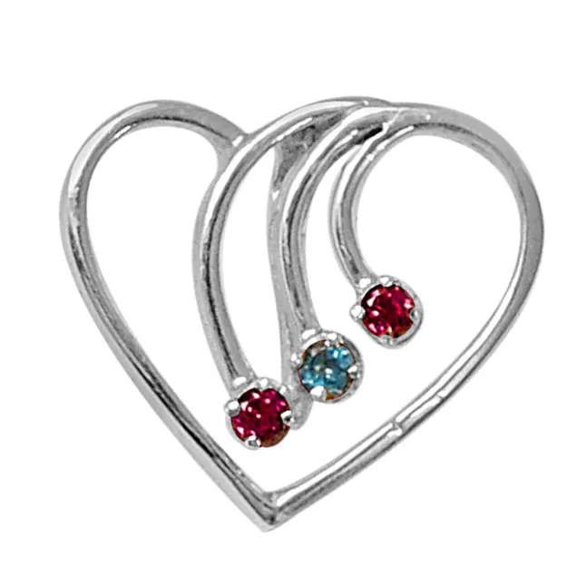 Ways to Her Heart Blue Topaz, Rhodolite & 925 Sterling Silver Pendant with 18 IN Chain (SDP471)