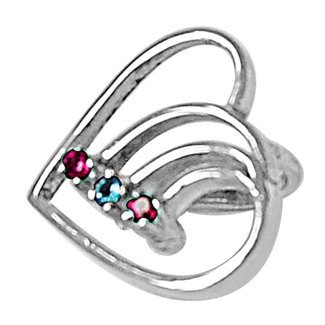 Ways to Her Heart Blue Topaz, Rhodolite & 925 Sterling Silver Pendant with 18 IN Chain (SDP471)