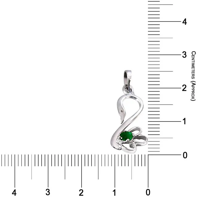 Green Oval Emerald in Peacock Shape 925 Sterling Silver Pendant with 18 IN Chain (SDP493)