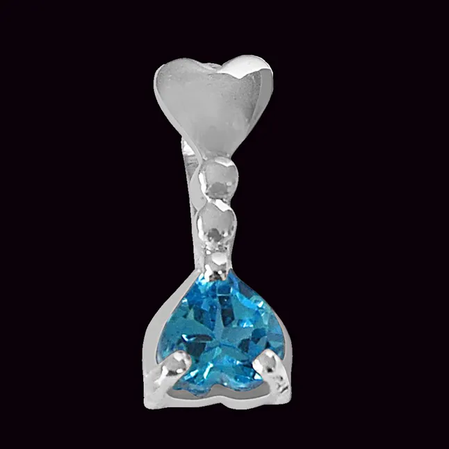 Heart Shaped Blue Topaz in 925 Sterling Silver Pedant with 18 IN Chain (SDP500)