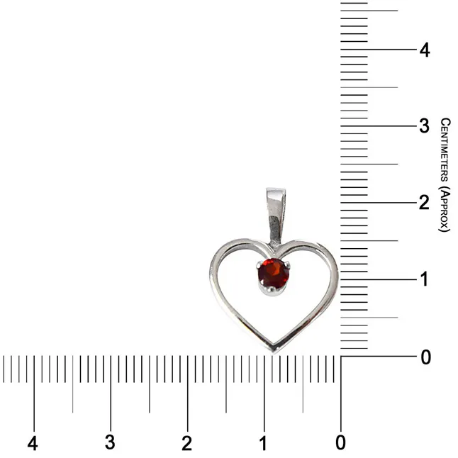 Heart Shaped Red Round Garnet in 925 Sterling Silver Pendant with 18 IN Chain (SDP503)