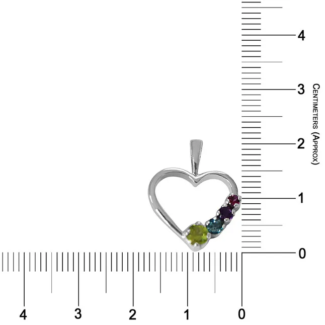 Peridot, Topaz, Amethyst & Rhodolite in Heart Shaped 925 Sterling Silver Pendant with 18 IN Chain (SDP508)