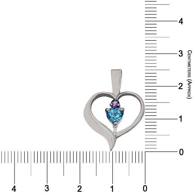 Heart Shaped Blue Topaz & Purple Amethyst in 925 Sterling Silver Pendant with 18 IN Chain (SDP512)