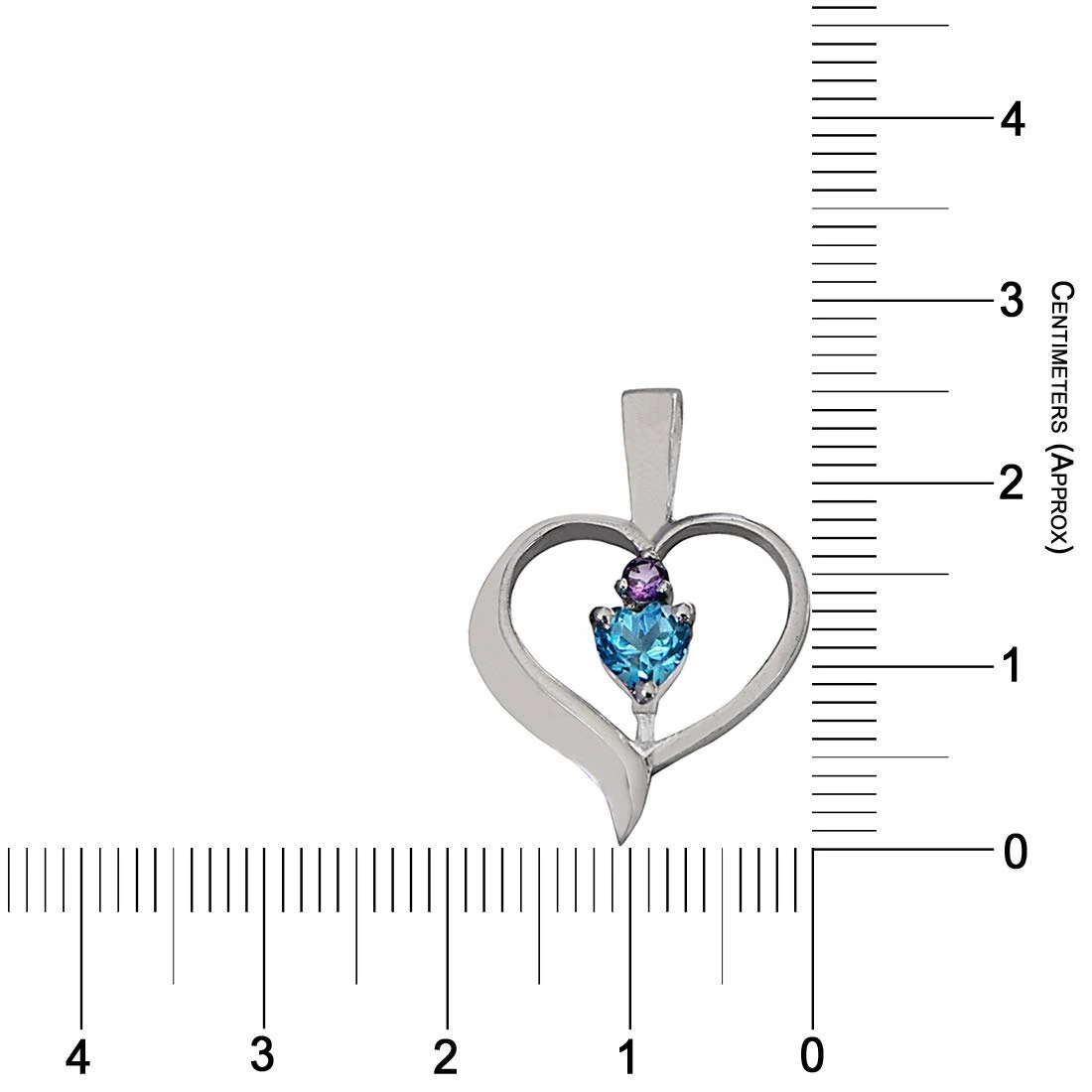 Heart Shaped Blue Topaz & Purple Amethyst in 925 Sterling Silver Pendant with 18 IN Chain (SDP512)