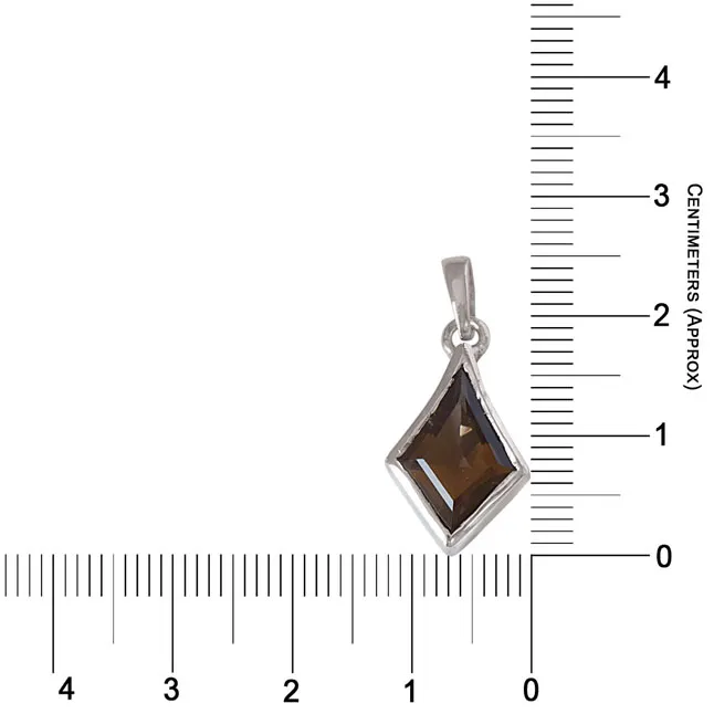 Kite Shaped Brown Smokey Topaz and 925 Sterling Silver Pendant with 18 IN Chain (SDP528)