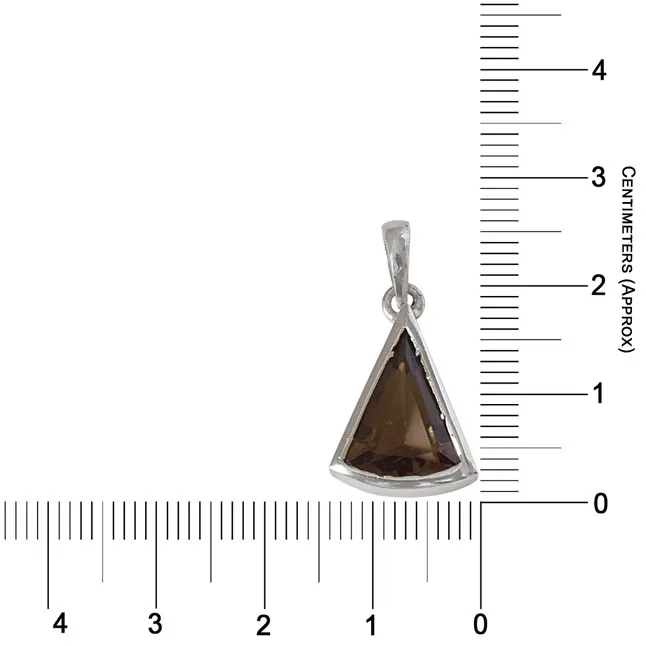 Triangle Shaped Smokey Topaz and 925 Sterling Silver Pendant with 18 IN Chain (SDP531)